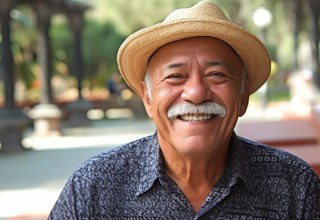 Happy older man in a park 